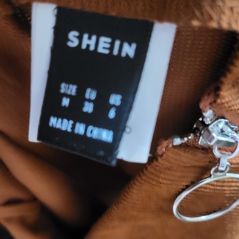 🌿Shein Women's Medium O Ring Zipper Brown Corduroy Mini Skirt-Adorable! - Picture 7 of 11